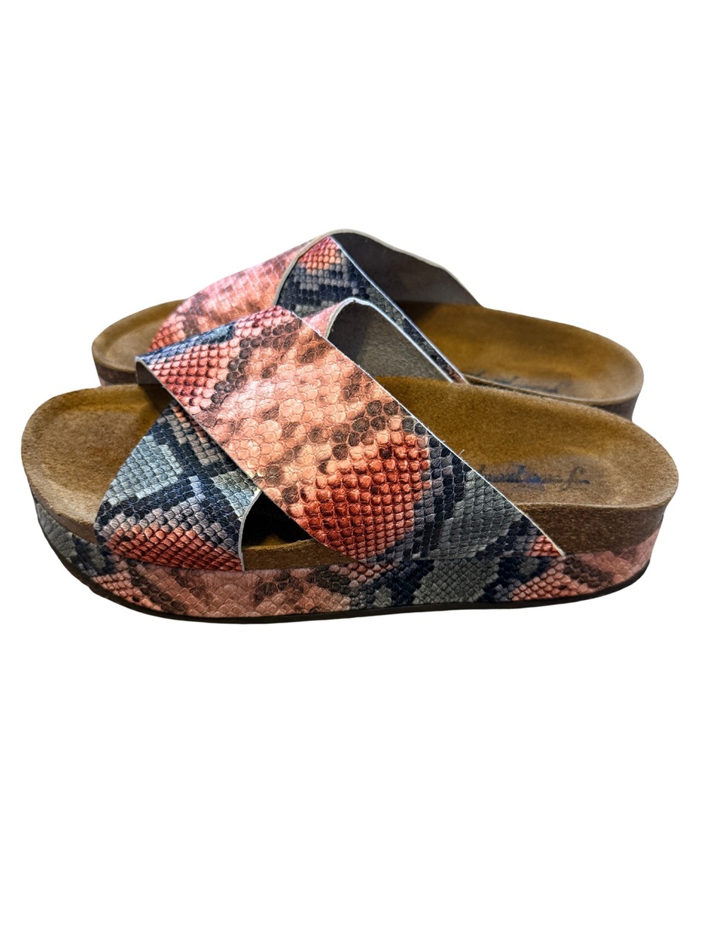 Free People Sidelines Flatform Slide Platform Sandals In Candy Snake Size 40